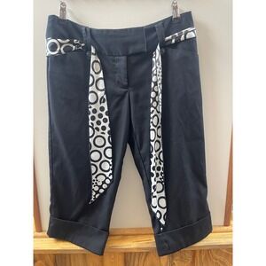 Star City Capri Pants Women's Size 5 Black Cuffed Sash Mid Rise Trousers